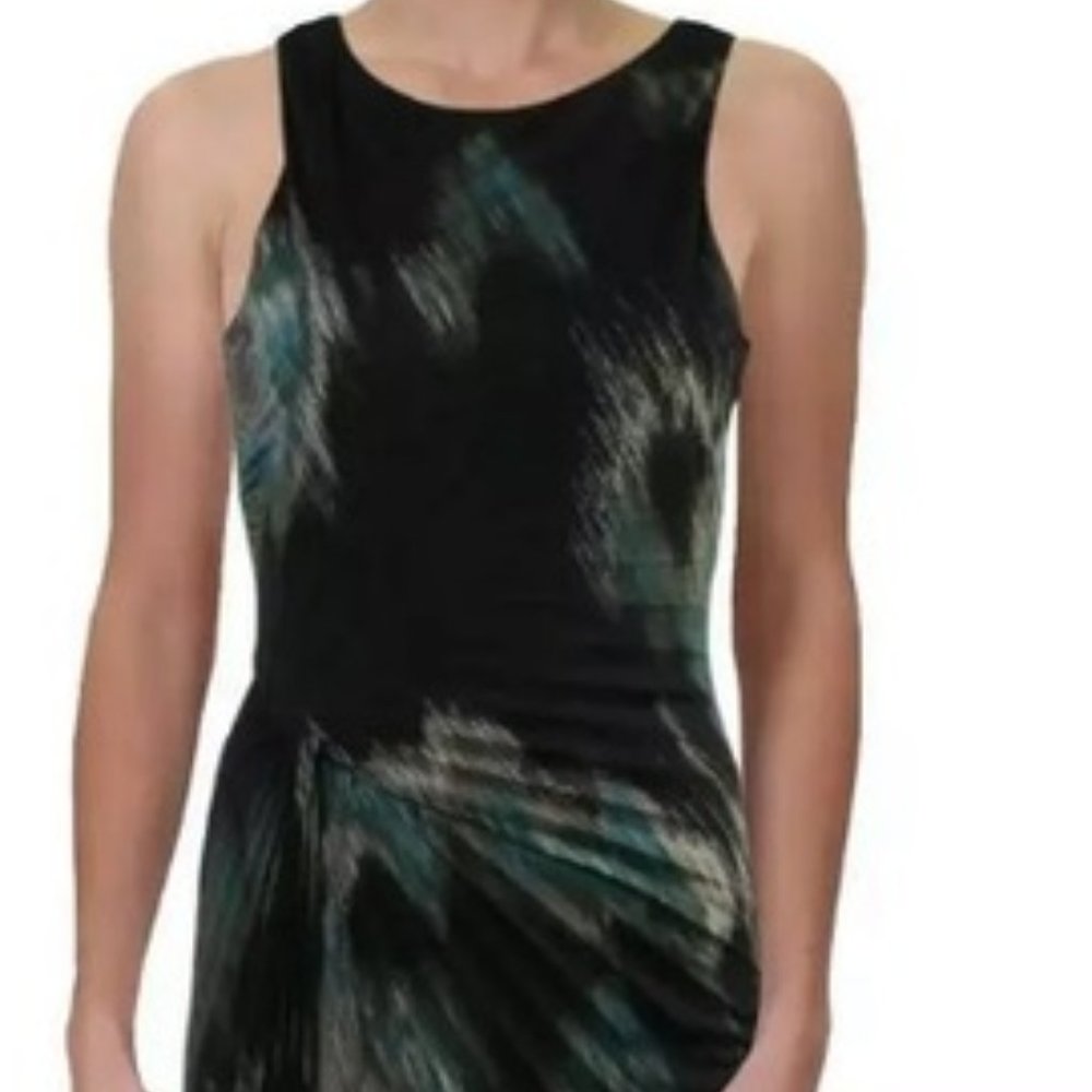 NWOT Halston Watercolor peacock dress, 6 - Picture 4 of 4